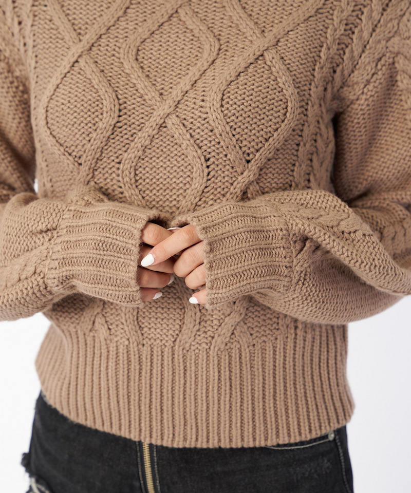 ケーブル編みタートルニットトップス 詳細画像 ベージュ 6