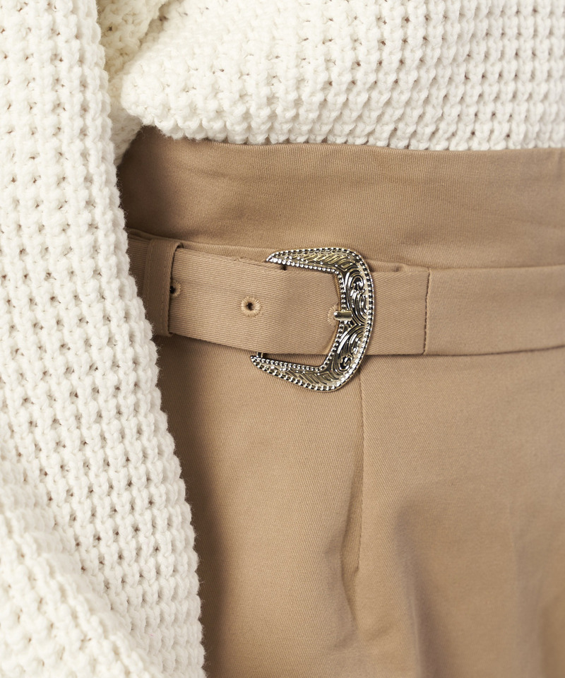 ダブルバックル付きミニスカート 詳細画像 ベージュ 4