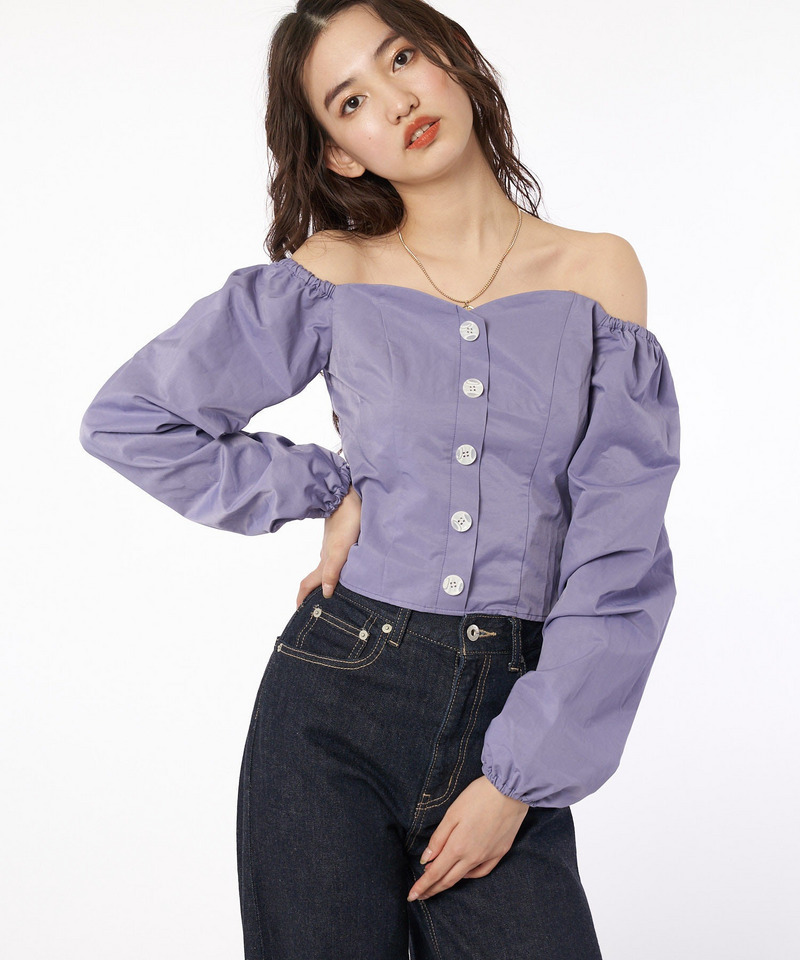 コットンベリーブラウス 詳細画像 パープル 2