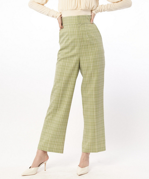 チェック柄ストレートパンツ 詳細画像