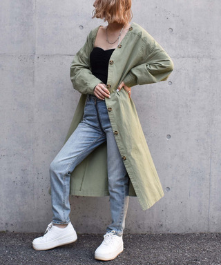 フロントボタンワンピース