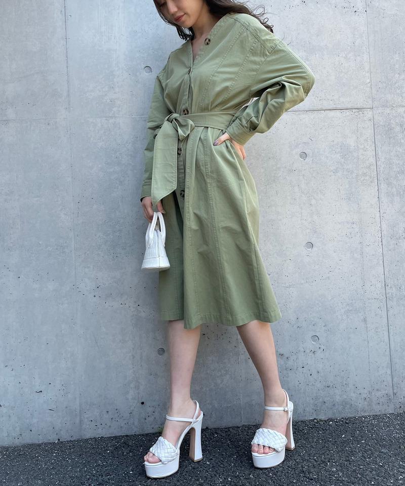 フロントボタンワンピース 詳細画像 グリーン 2