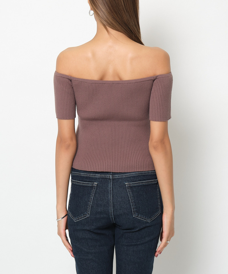 オフショルダーリブニット 詳細画像 キャメル 5