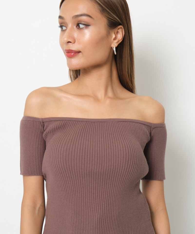 オフショルダーリブニット 詳細画像 キャメル 7