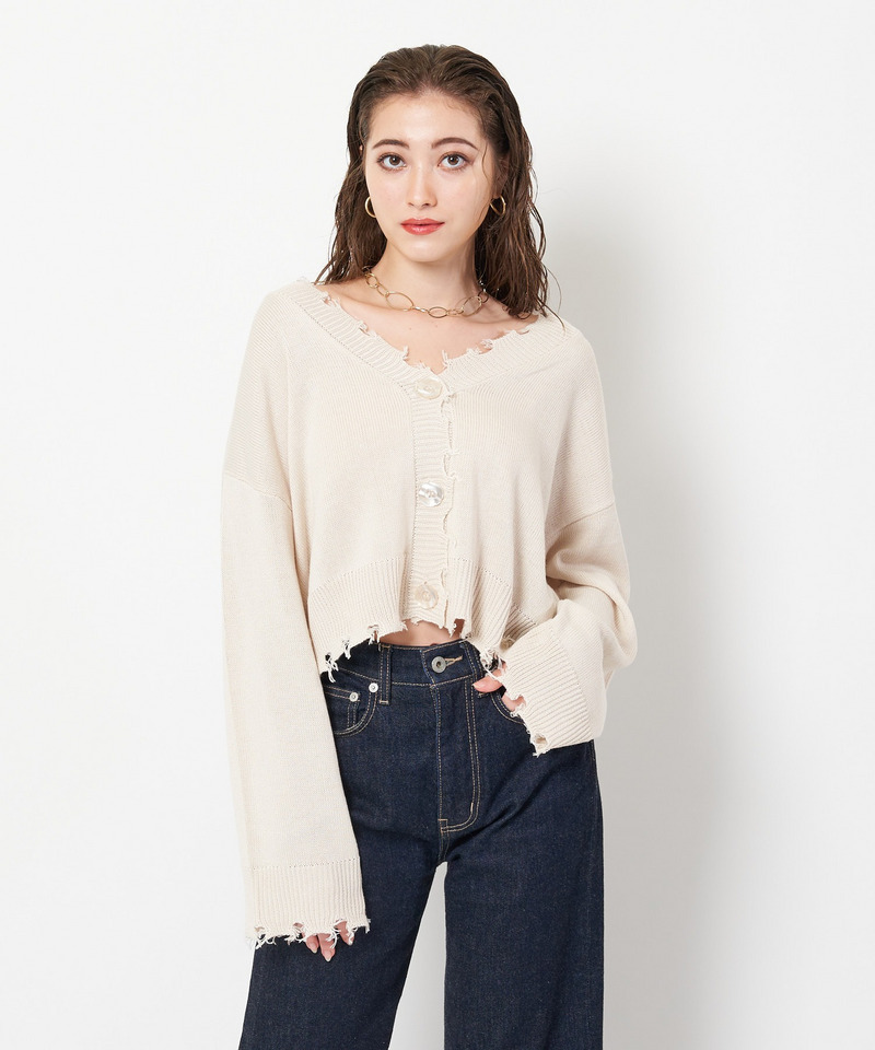 ダメージカーディガン 詳細画像 オフホワイト 1