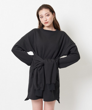ウエスト巻裏起毛ミニワンピース