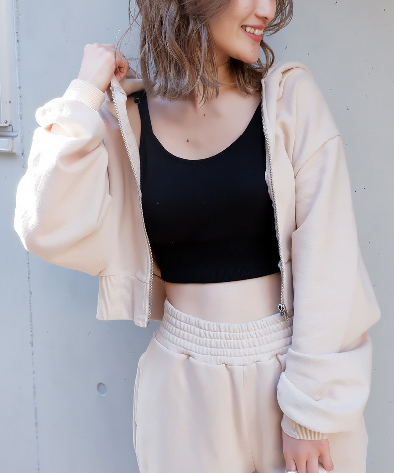 コンパクトスウェットZIPパーカー 詳細画像 ベージュ 1