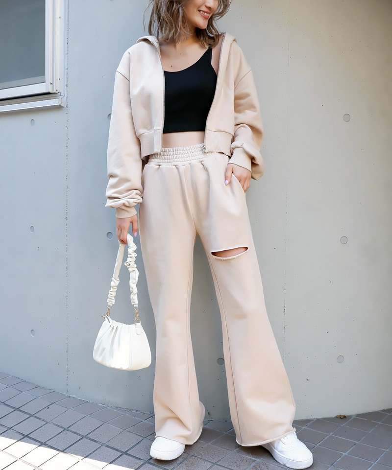 コンパクトスウェットZIPパーカー 詳細画像 ベージュ 2