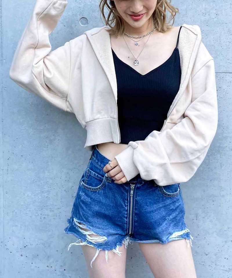 コンパクトスウェットZIPパーカー 詳細画像 ベージュ 4