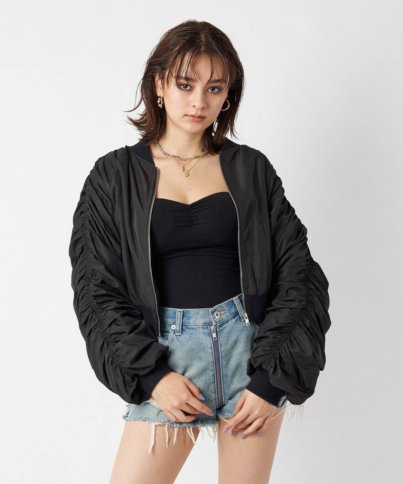 袖ギャザーコンパクトMA-1 詳細画像 ブラック 3