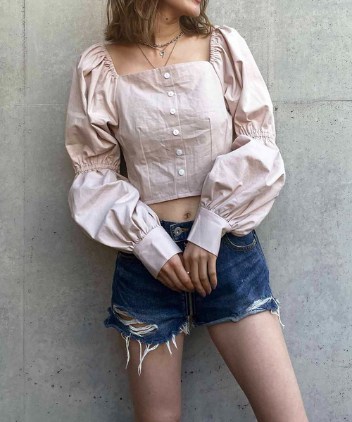 ダブルパフスリーブブラウス 詳細画像