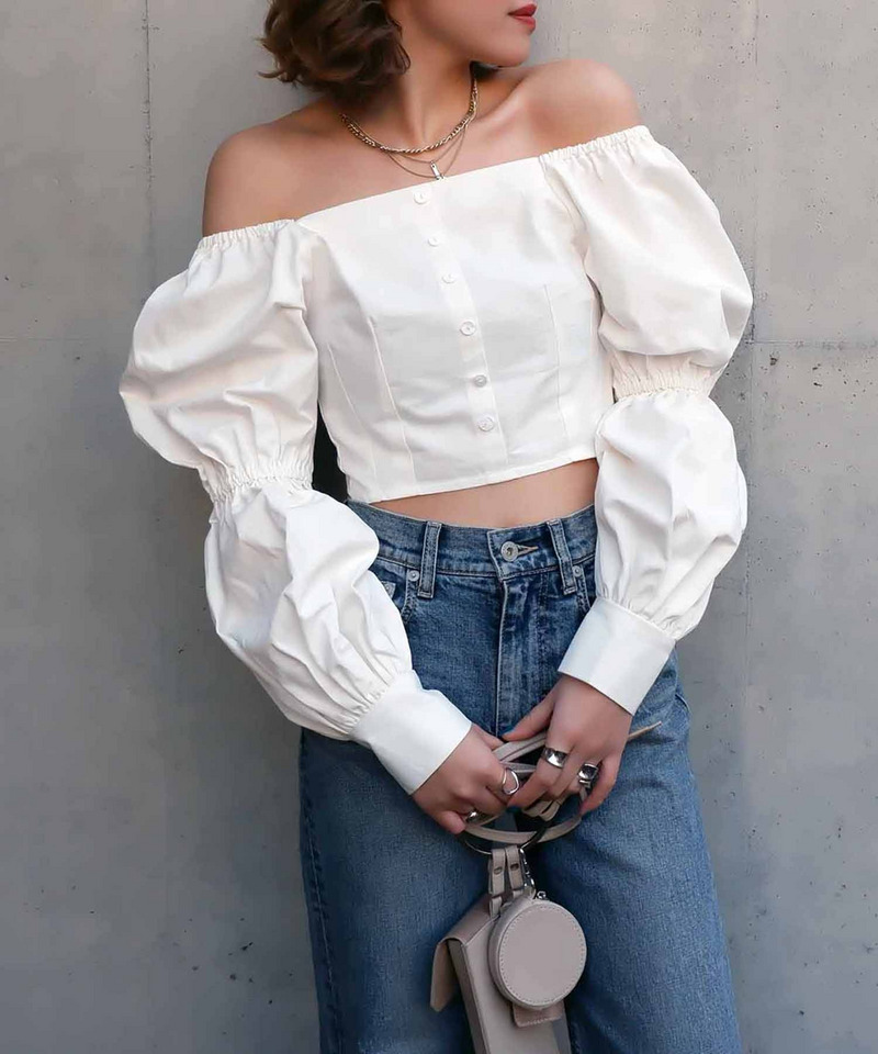 ダブルパフスリーブブラウス 詳細画像 オフホワイト 1