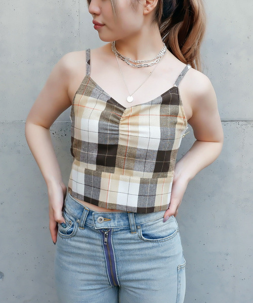 パット付きチェックビスチェ 詳細画像