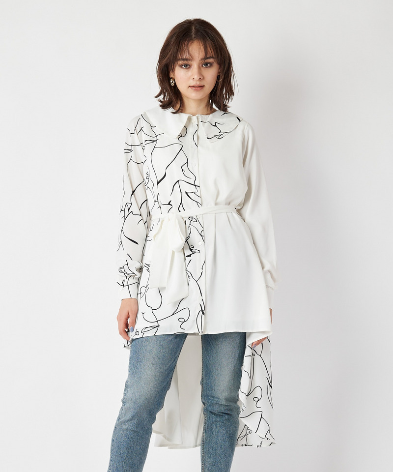 バイカラーヘムブラウス 詳細画像 オフホワイト 1