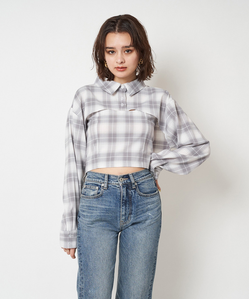 チェック柄ショートシャツ 詳細画像 オフホワイト系 5