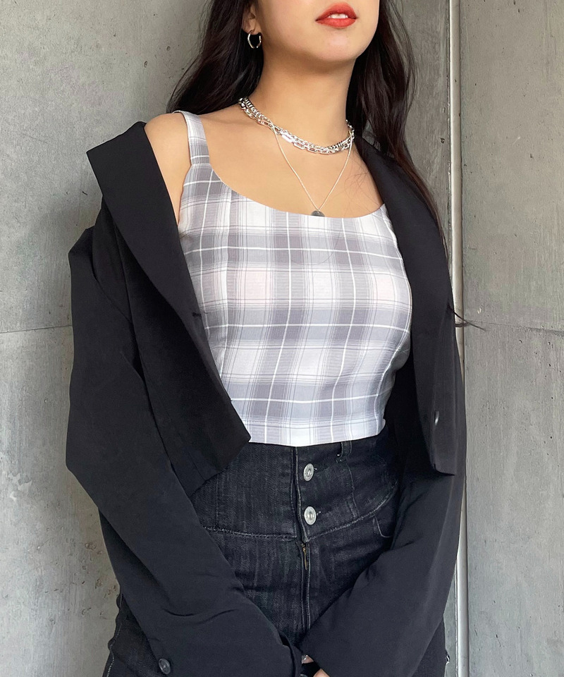 チェック柄キャミソール 詳細画像 オフホワイト系 2