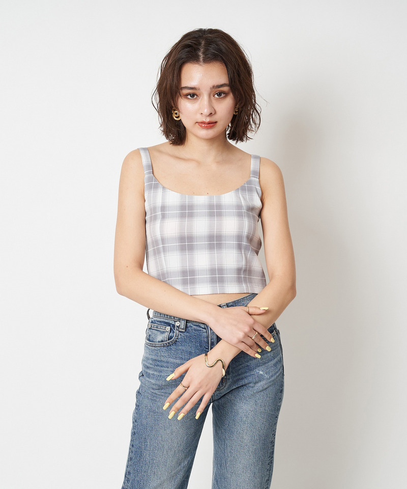 チェック柄キャミソール 詳細画像 オフホワイト系 5