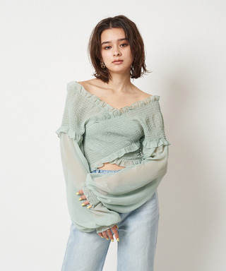 ギャザーカシュクールブラウス