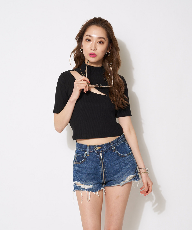 プチハイアシメリブトップス 詳細画像 ブラック 3