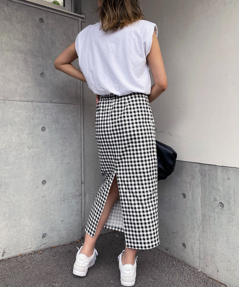 ギンガムチェックナロースカート 詳細画像 ブラック系 3