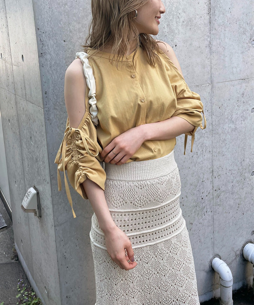 ドロストオープンショルダーシャツ 詳細画像