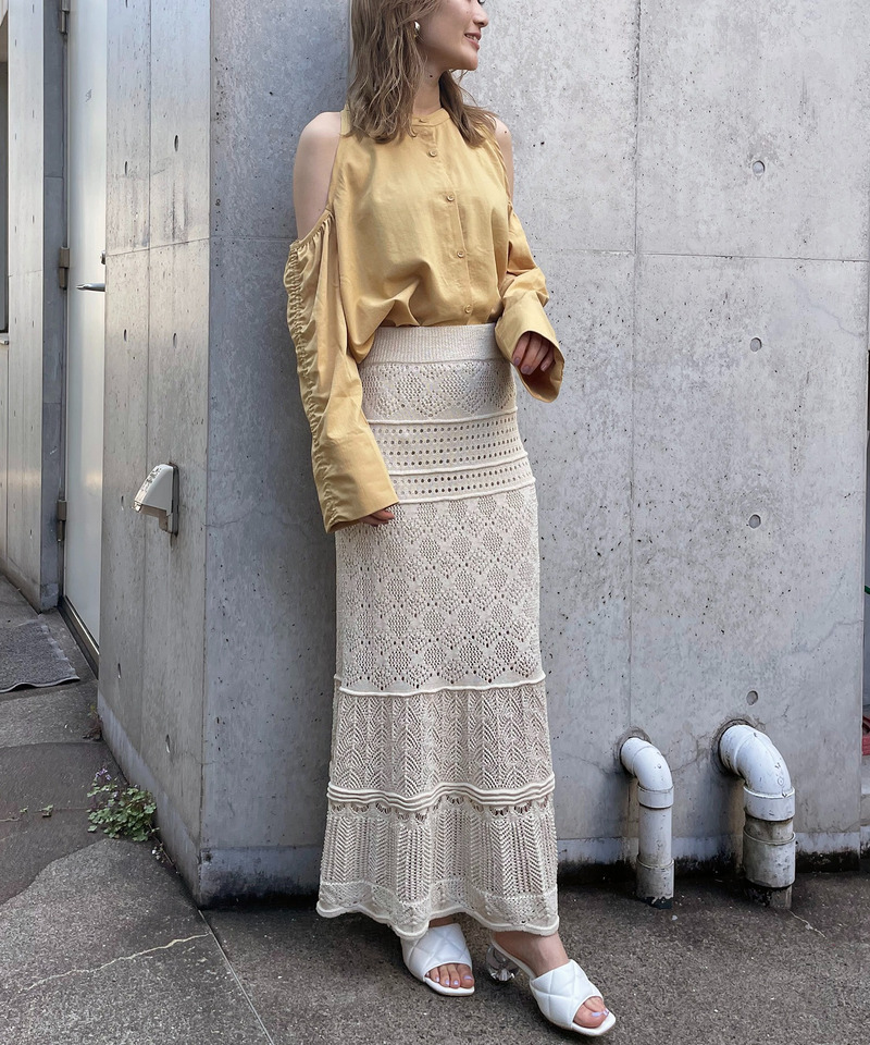 ドロストオープンショルダーシャツ 詳細画像 イエロー 4