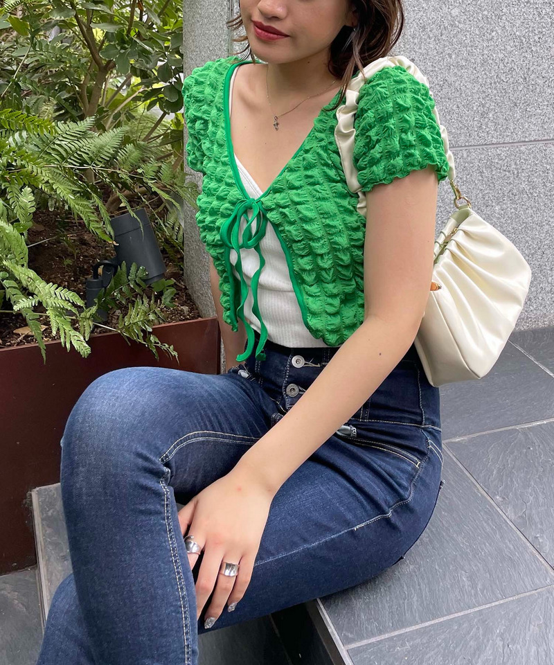 ポコポコワッフルカーディガン 詳細画像 グリーン 5