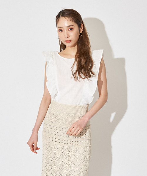 コットンフリルブラウス 詳細画像