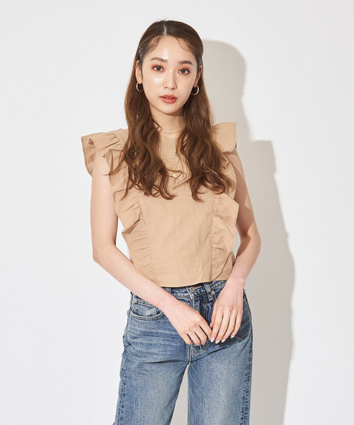 コットンフリルブラウス 詳細画像