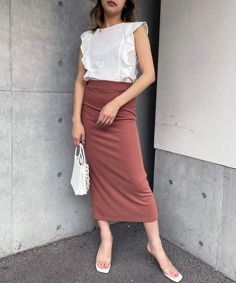 バックスリットタイトスカート 詳細画像 オレンジ 1