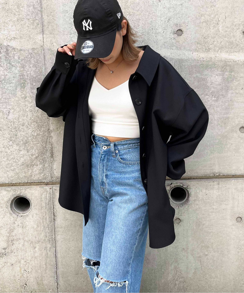 メランジオーバーシャツジャケット 詳細画像 ブラック 1