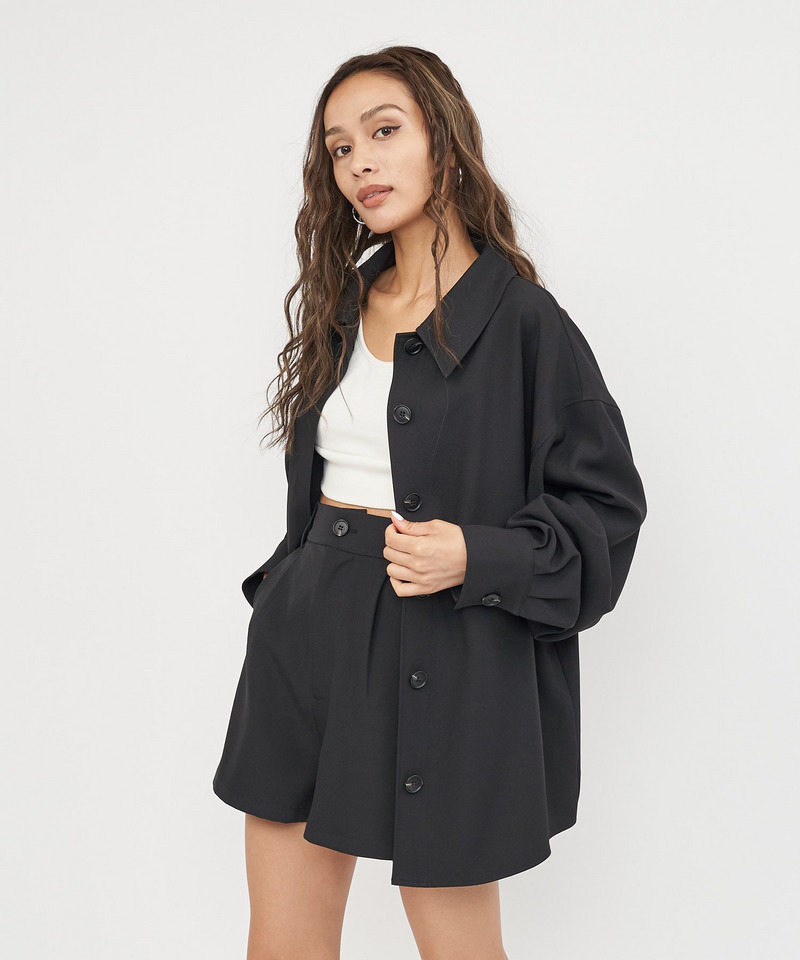 メランジオーバーシャツジャケット 詳細画像 ブラック 2