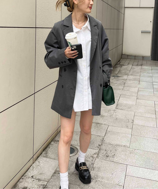 2wayダブルボタンルーズジャケット