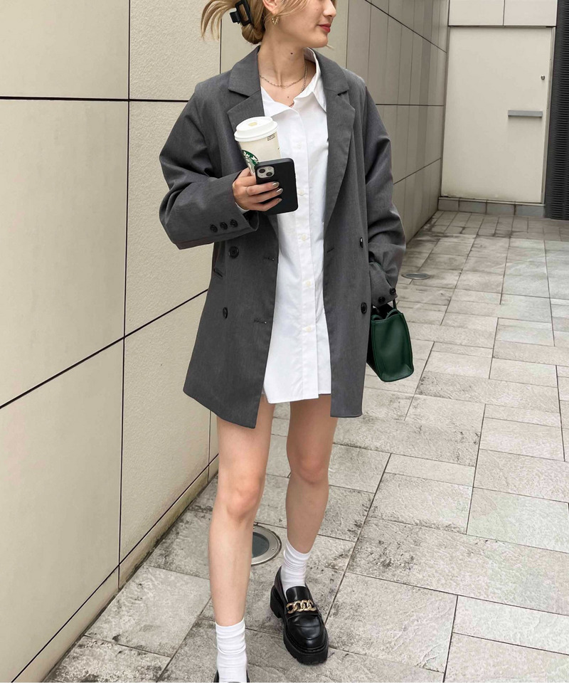 2wayダブルボタンルーズジャケット 詳細画像 グレー 1