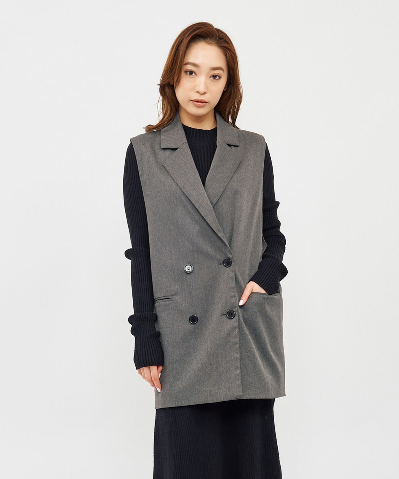 2wayダブルボタンルーズジャケット 詳細画像 グレー 4