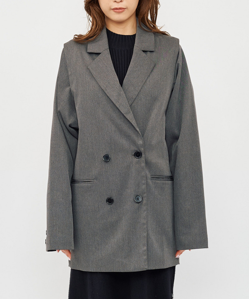 2wayダブルボタンルーズジャケット 詳細画像 グレー 6