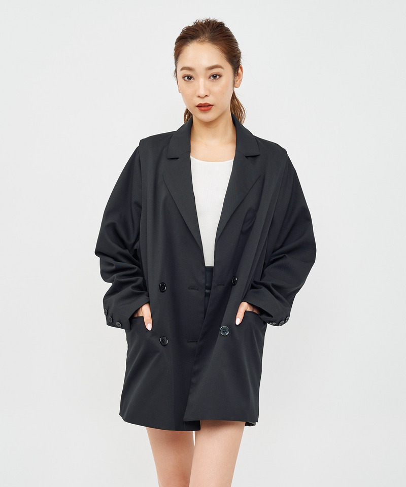 2wayダブルボタンルーズジャケット 詳細画像 ブラック 2