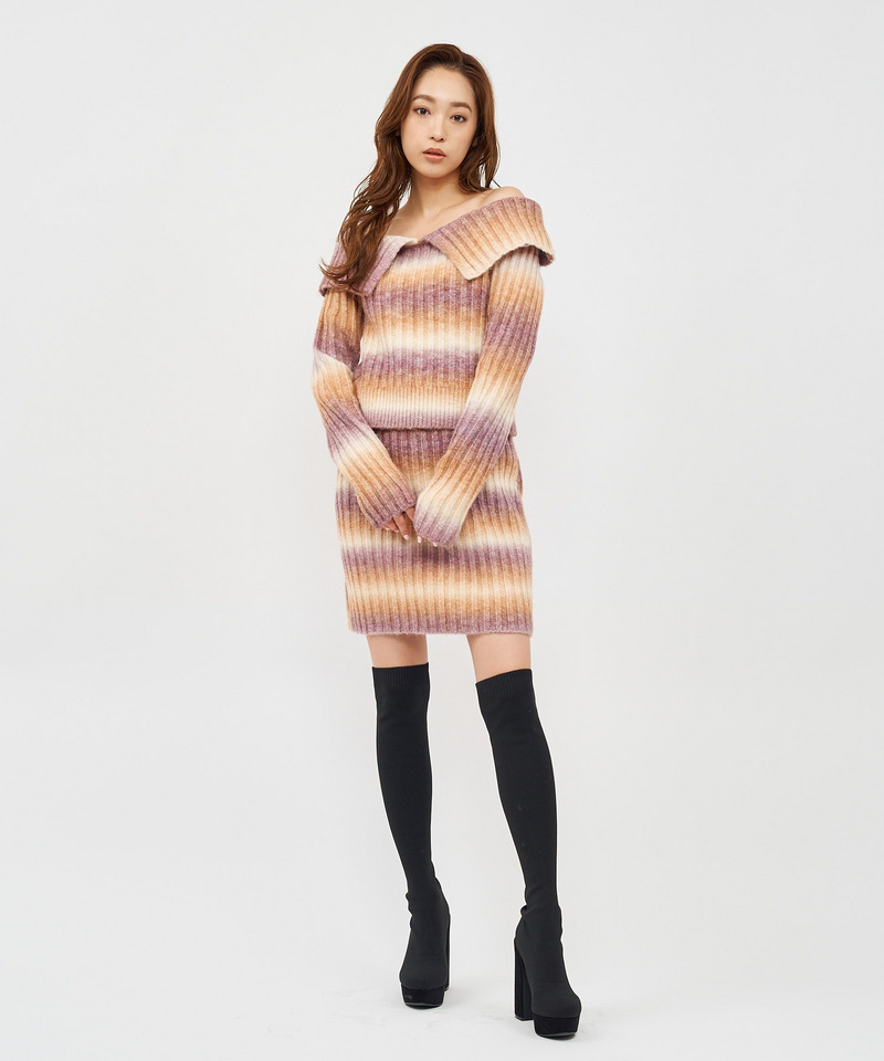 ビックカラーグラデーションニットセットアップ 詳細画像 ピンク系 3