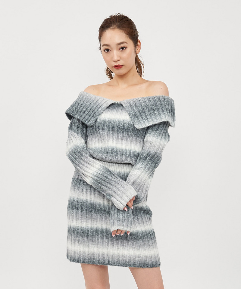 ビックカラーグラデーションニットセットアップ 詳細画像 ブラック系 3