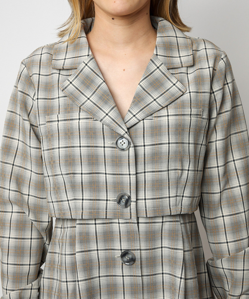 ジャケットレイヤードスタイルワンピース 詳細画像 チェック 10