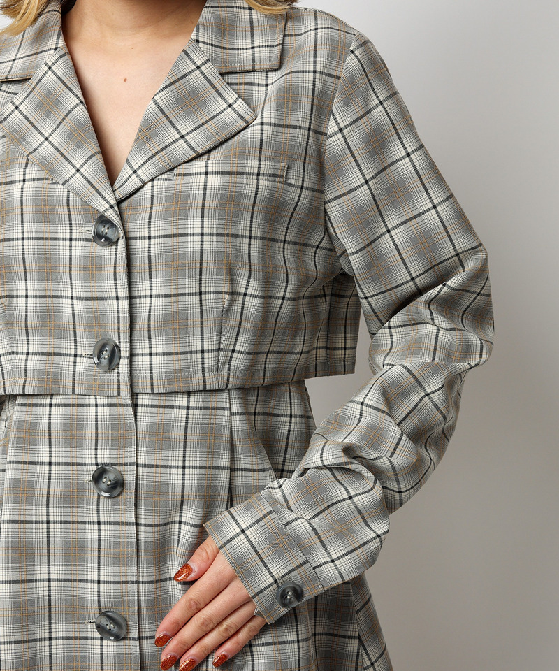 ジャケットレイヤードスタイルワンピース 詳細画像 チェック 11