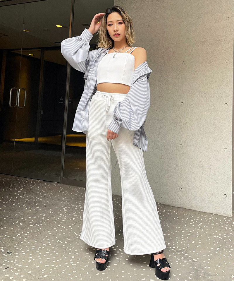 キルティングフレアパンツ 詳細画像 ホワイト 2