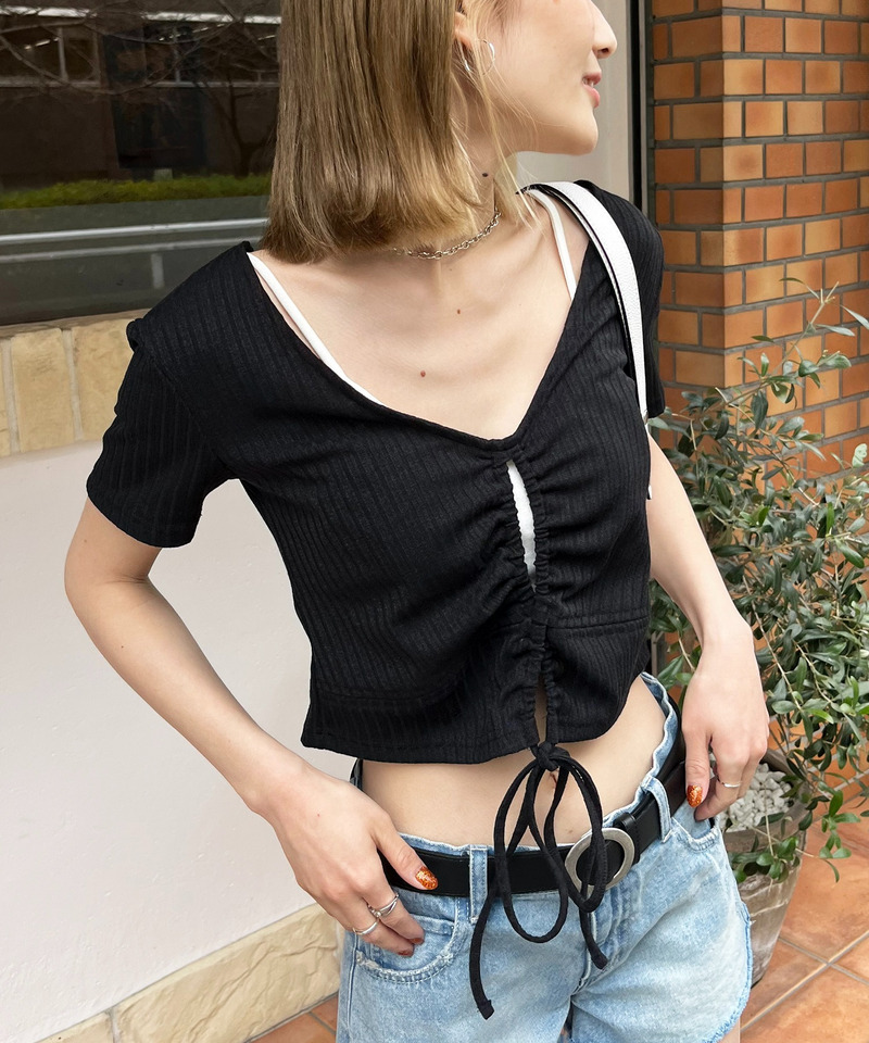 ドロストデザインリブトップス 詳細画像 ブラック 31