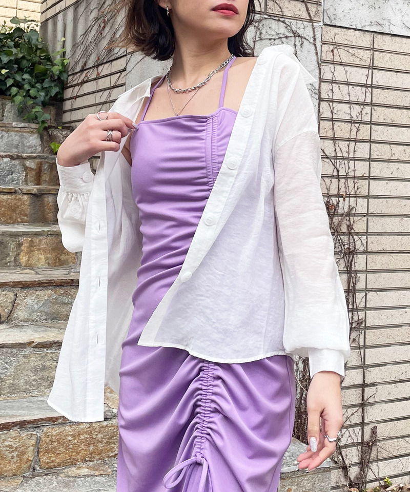 ギャザーマキシキャミワンピース 詳細画像 パープル 3