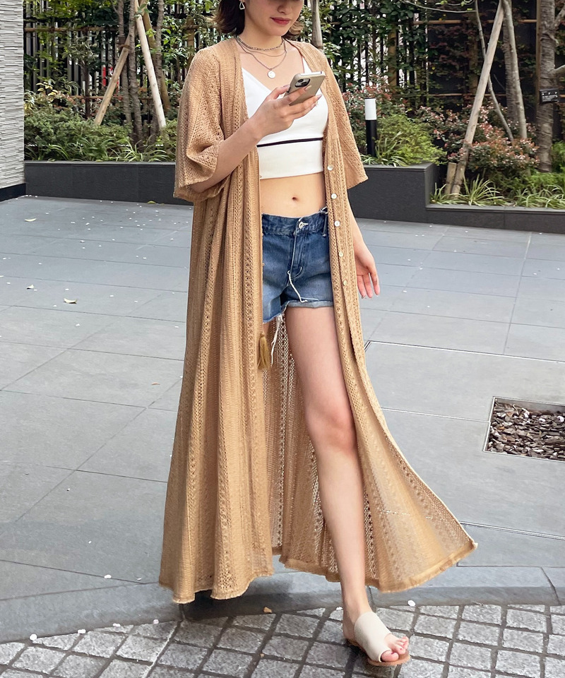 フリンジレースガウン 詳細画像 ブラウン 2