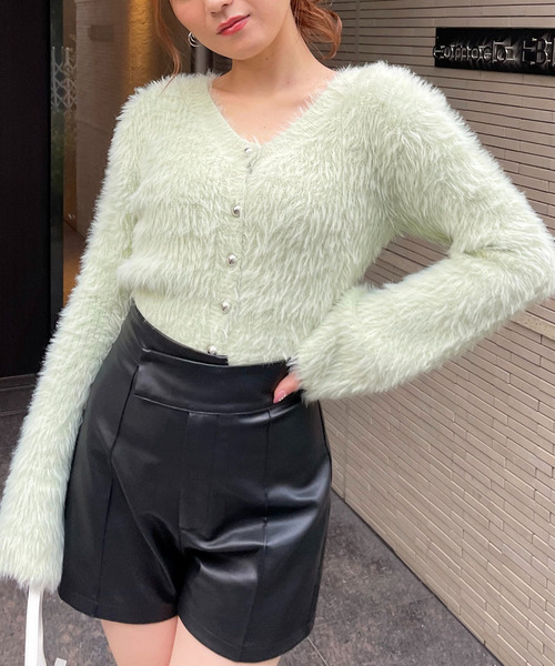 シャギーカーデニットトップス 詳細画像