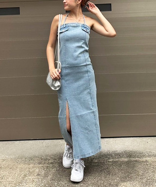 ストレッチデニムキャミワンピース