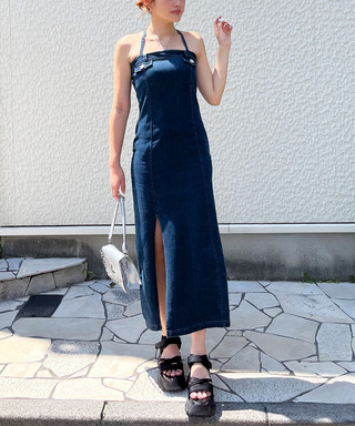 ストレッチデニムキャミワンピース