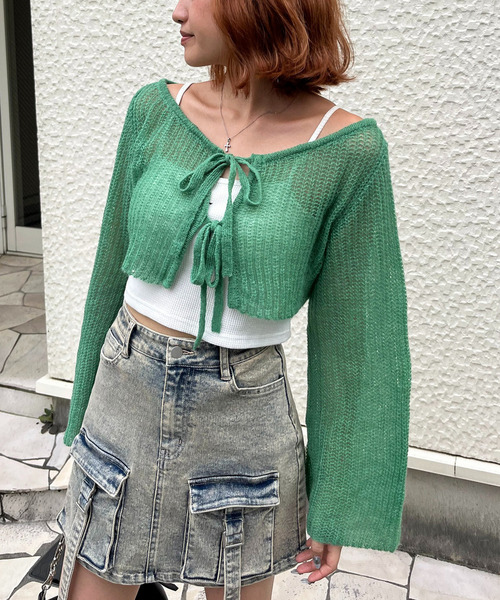 モヘアタッチニットショートカーディガン 詳細画像