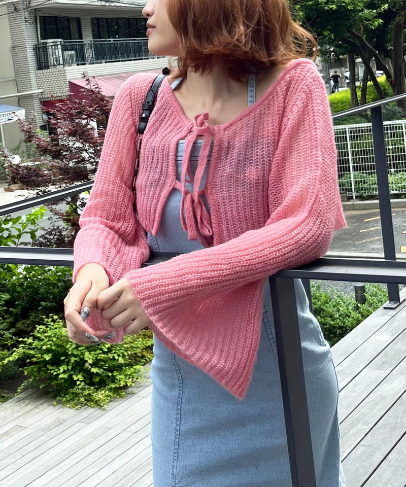 モヘアタッチニットショートカーディガン 詳細画像 ピンク 3